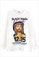 JESUS CARTOON LONG SLEEVE T-SHIRT GRUNGE SKATER TOP IN BLACK