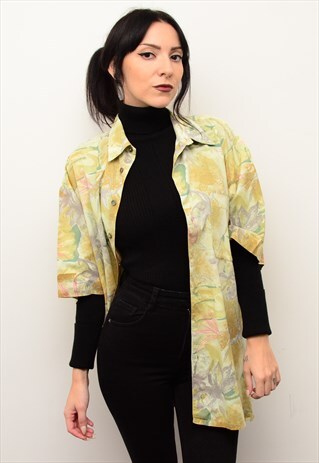 VINTAGE 90'S GRUNGE FLORAL INDIE RETRO CRAZY PATTERNED SHIRT