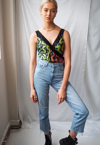 VINTAGE SHINY COLOURFUL PATTERNED BODYSUIT