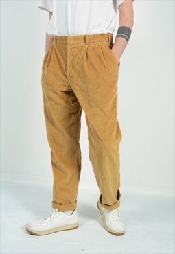 Vintage 90s Corduroy Trousers in Gold 