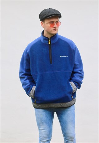 RALPH LAUREN POLO JEANS CO USA 1/4 ZIP FLEECE SWEATSHIRT