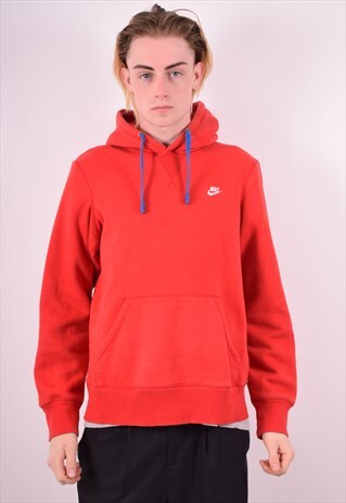 NIKE MENS VINTAGE HOODIE JUMPER MEDIUM RED 90S