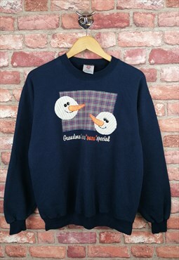 Vintage Cute Snowman Applique Grandma Christmas Sweatshirt