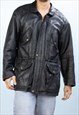 Vintage Leather Jacket Chest Pocket in Black M