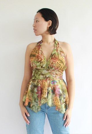 Y2K MULTI PRINT HALTER TOP