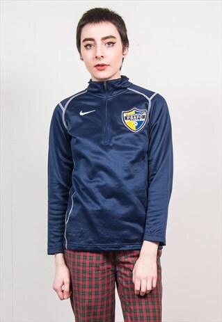 VINTAGE 90'S NIKE NAVY BLUE QUARTER ZIP SWEATSHIRT