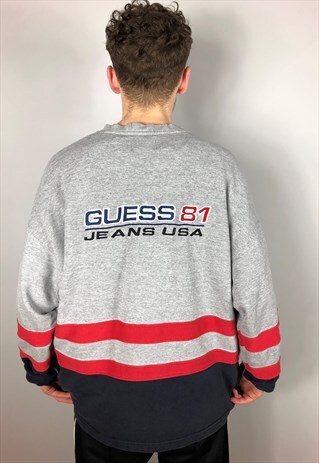 RARE VINTAGE GUESS JEANS GREY SWEATSHIRT