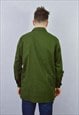 VINTAGE HENLEY SMOCK SHIRT GRANDAD TOP COTTON GREEN