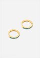 SMALL HOOP EARRINGS WITH BEADED TURQUOISE STONES 