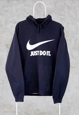 Vintage Nike Hoodie Spell Out Just Do It Black Large 