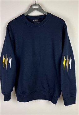 Sleeved lightning bolt sweatshirt- Navy unisex