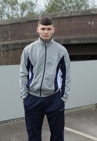 VINTAGE GREY NAVY CHAMPION 2 PIECE TRACKSUIT