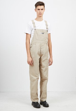 VINTAGE BEIGE CARS DENIM JEANS DUNGAREES