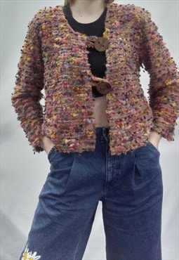 Vintage Shepard's Cardigan Multicolour Textured Wool 