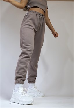Taupe Brown High Waisted Joggers Pea St
