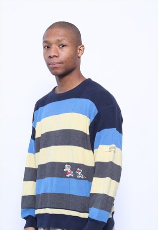 VINTAGE CARLO COLUCCI STRIPED JUMPER BLUE YELLOW
