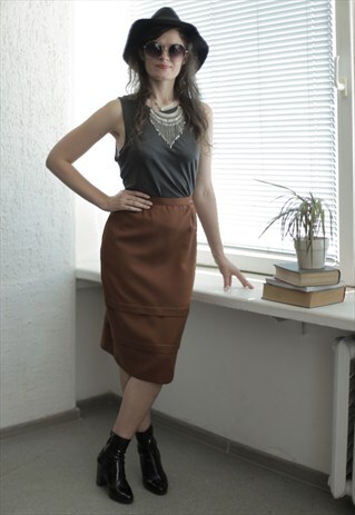 VINTAGE 90'S MIDI BROWN PENCIL SKIRT