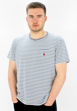 90'S RETRO BLUE & WHITE T-SHIRT