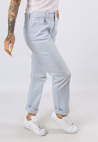 HIGH WAISTED JEANS TROUSERS WIDE TAPERED LEG UK 12 (OAW)