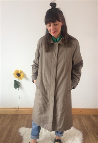 VINTAGE 80S BEIGE MIDI TRENCH COAT