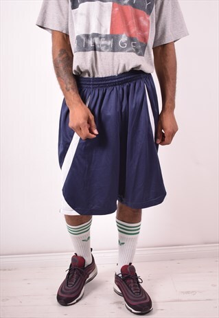 NIKE MENS VINTAGE SHORTS LARGE NAVY BLUE 90S