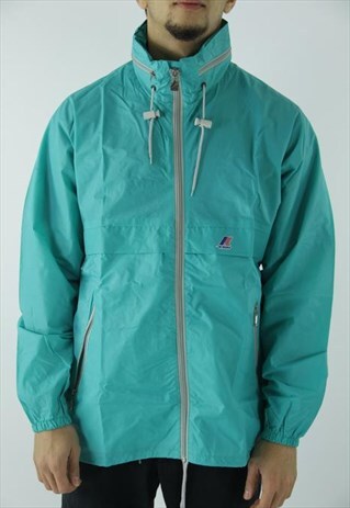 90'S K-WAY WINDBREAKER JACKET TURQUOISE