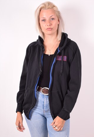 PUMA WOMENS VINTAGE HOODIE JACKET LARGE BLACK 90S