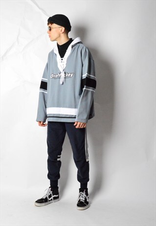 VINTAGE 90S GREY HOCKEY HOODIE
