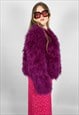 NEW VINTAGE STYLE FEATHER PURPLE LONG SLEEVE CROP JACKET 