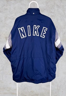 Vintage Nike Spell Out Coach Jacket Blue XL