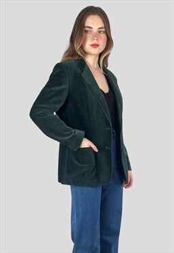 Lapidus Vintage 70's Green Velvet Ribbed Blazer Jacket