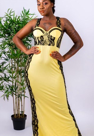 LACE MAXI DRESS IN YELLOW