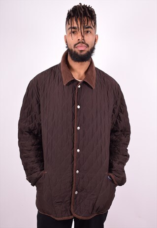 AQUASCUTUM MENS VINTAGE QUILTED JACKET MEDIUM BROWN 90'S