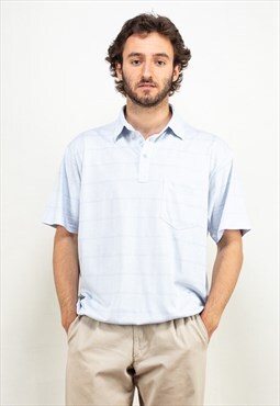 Vintage 90's Men Short Sleeve Polo Shirt in Blue