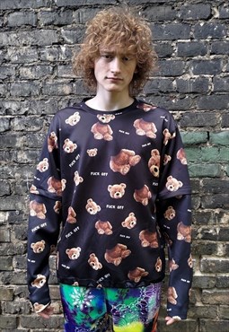 Teddy bear sweatshirt detachable handmade punk animal tshirt