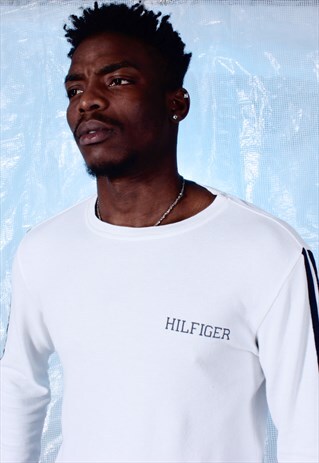 VINTAGE TOMMY HILFIGER WHITE AND BLACK WAFFLE TEE