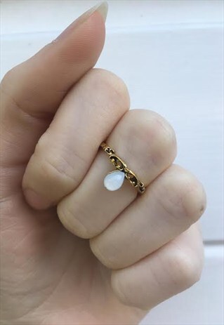 WOMENS BOHO GOLD COLOURED GEM MIDI RING