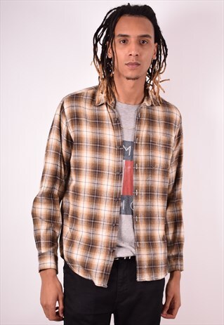 MENS VINTAGE FLANNEL SHIRT MEDIUM MULTI CHECK 90S