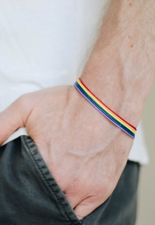 PRIDE BRACELET MENS BRACELET RAINBOW FLAG COLORS LGBT