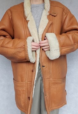 vintage shearling leather coat by Shearling Original, large