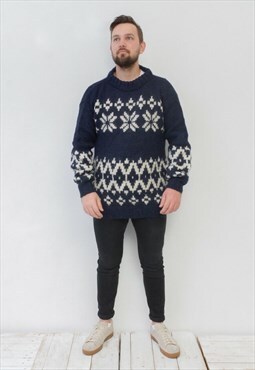 NORDIC Vintage men's XL Wool Jumper Pullover Knit Sweater