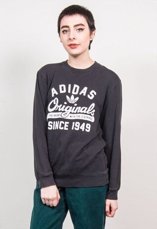 ADIDAS VINTAGE 90'S DARK GREY PRINT SWEATSHIRT
