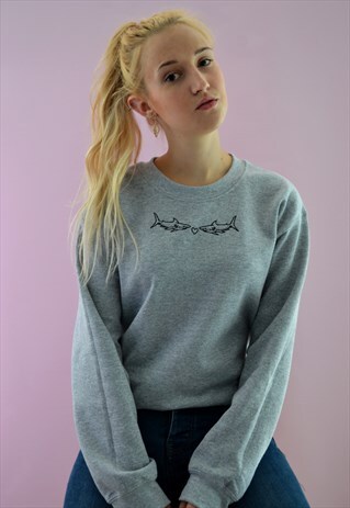 EMBROIDERED SHARK BAIT SWEATER