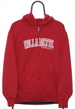 Vintage Willamette Spellout Red Zip Up Hoodie Womens