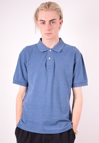 FILA MENS VINTAGE POLO SHIRT MEDIUM BLUE 90S
