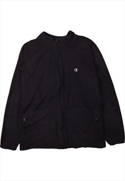 Vintage 90's Champion Fleece Jumper Full Zip Up Black XLarge