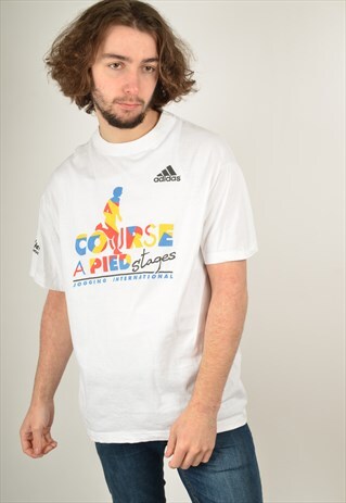 VINTAGE ADIDAS MARATHON T-SHIRT IN WHITE