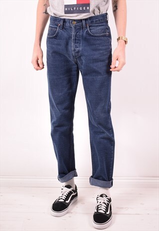 LEE MENS VINTAGE JEANS W31 L34 NAVY BLUE 90S