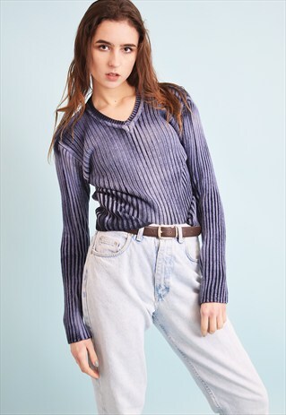 90'S RETRO GRUNGE KNITTED RIBBED TEEN JUMPER TOP