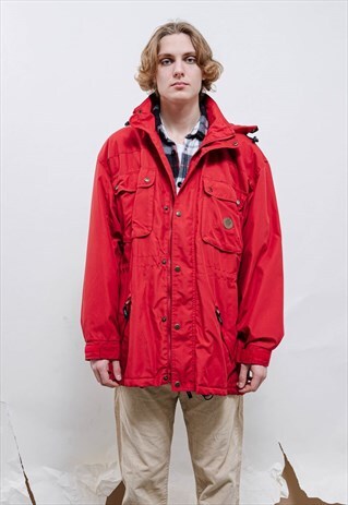 VINTAGE 80S GAUPA RED TECHNICAL ZIP UP WINDBREAKER JACKET L